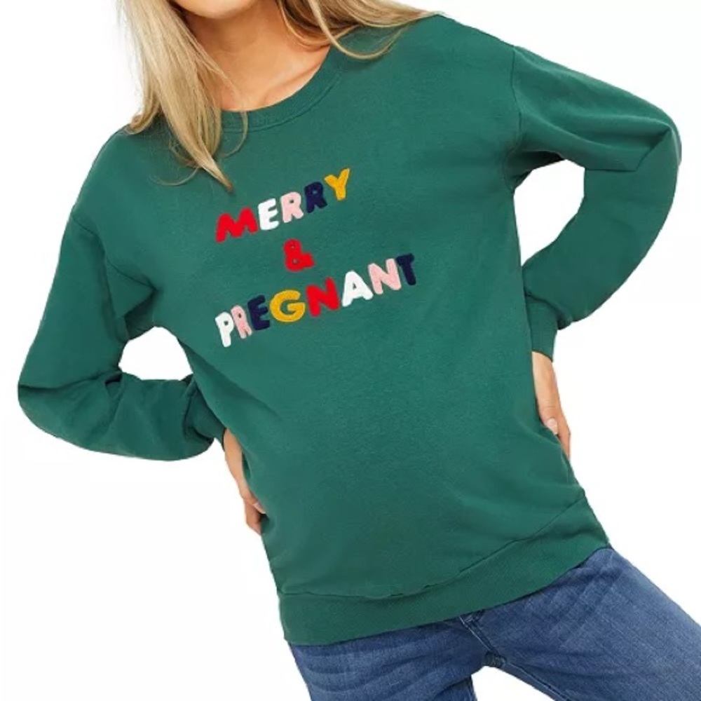 Motherhood Maternity Green Sweatshirt medium